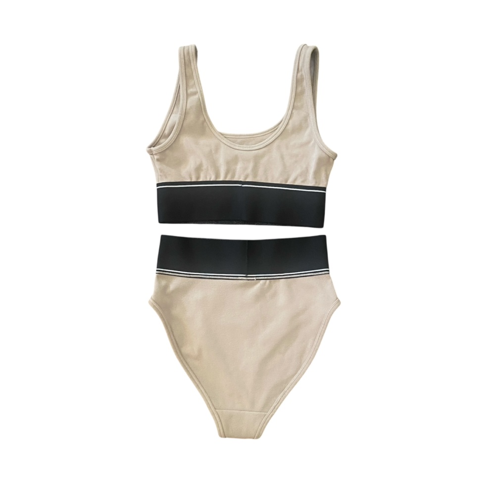 Lounge Underwear women’s beige small two piece lounge lingerie set comfy soft - Picture 2 of 5
